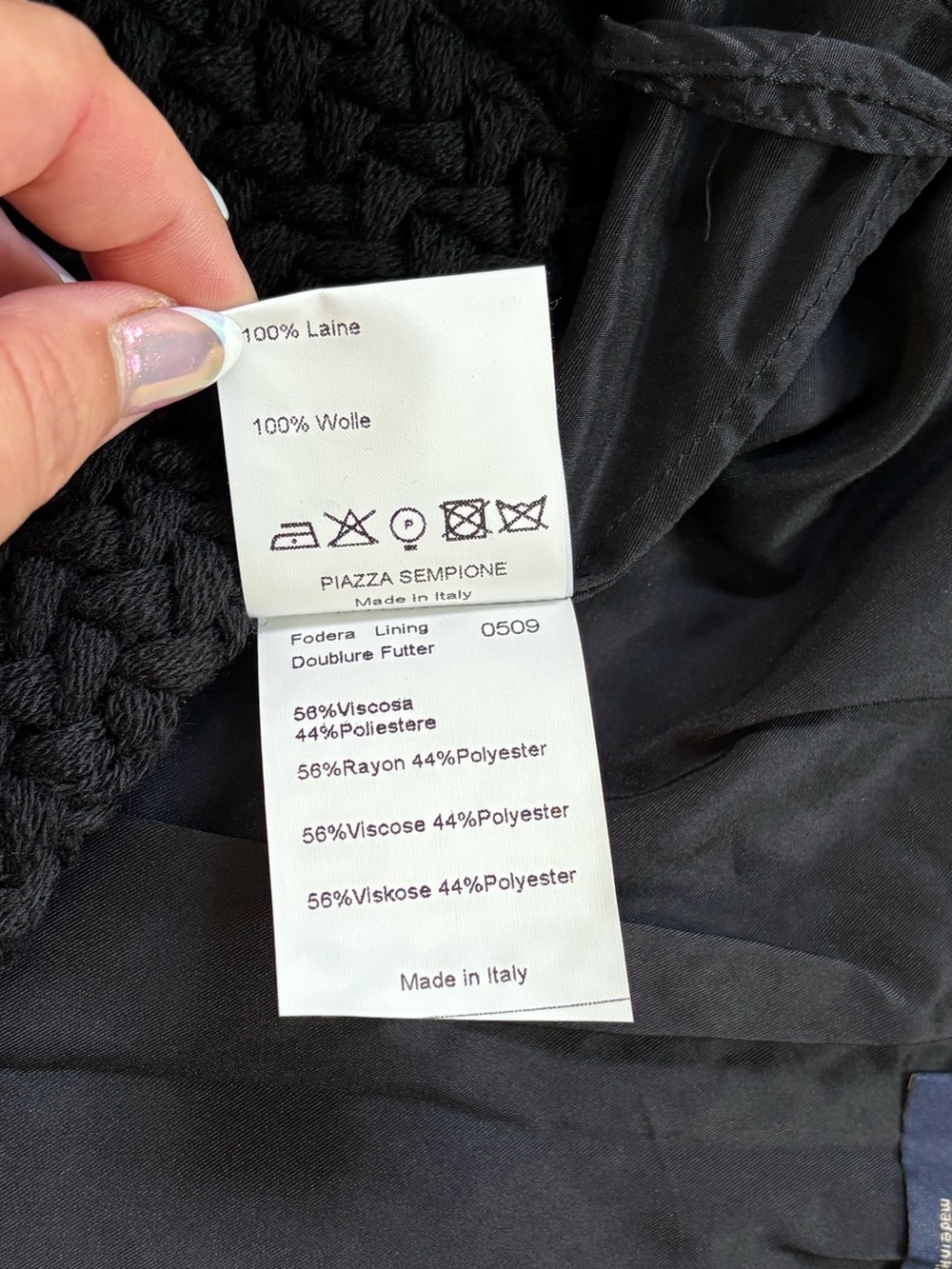 Piazza Sempione Made In Italy 100% Wool Basketweave Textured A-Line Skirt IT 40 - Picture 7 of 10